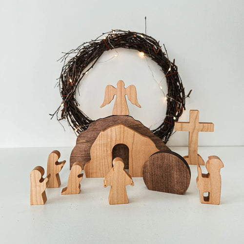 Buylyft Jesus Is Risen Resurrection Scene – Wooden Easter Nativity Set & Christian Home Decor Gift