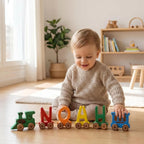 Buylyft Personalized Wooden Name Puzzle Train – Montessori Baby Toy & Custom 1st Birthday Gift